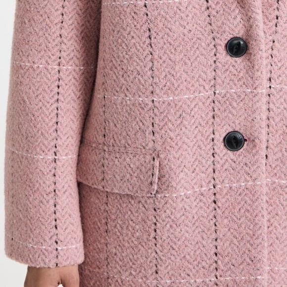 RAG&BONE Size S Estelle Cocoon Wool Blend Check Coat PINK MULTI - Picture 6 of 13